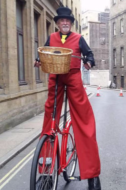 Colourful Stilt Bicycle Stilt Walker