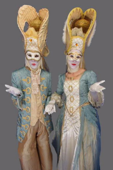Masquerade or Masked Ball Stilt Walkers